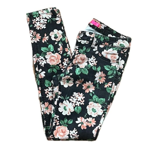 Tinseltown Floral Denim Jeans Black Pink Size 5 - Picture 3 of 7